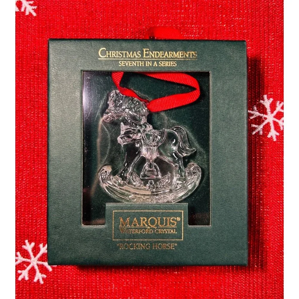 Waterford Christmas Ornament Lead Crystal Marquis Rocking Horse in Original Box